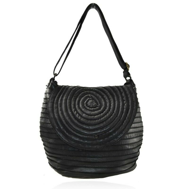 BZNA Bag Hazel Black Italy Designer Beutel Umhängetasche Damen Handtasche Leder - B Z N A