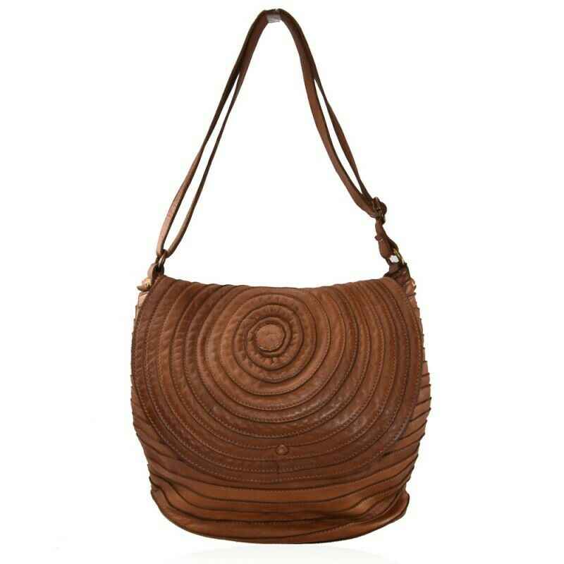 BZNA Bag Hazel Cognac Italy Designer Beutel Umhängetasche Damen Handtasche Leder