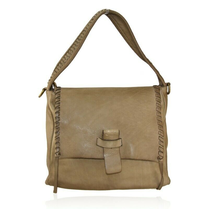 BZNA Bag Karina Taupe Italy Designer Messenger Damen Handtasche Schultertasche - B Z N A