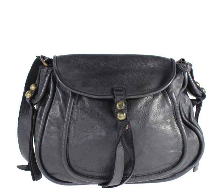BZNA Bag Kiara Schwarz italy Designer Leder Schulter Ledertasche Umhänge Tasche