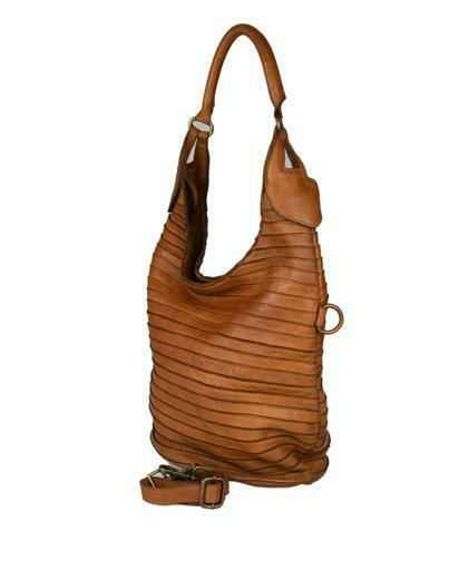 BZNA Bag Kira Cognac Italy Designer Beutel Umhängetasche Damen Handtasche Leder