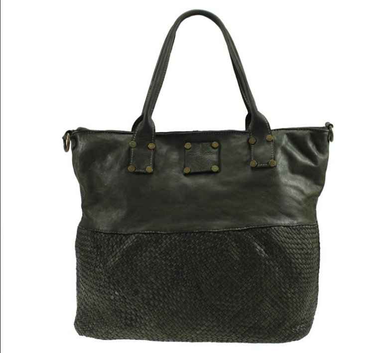 BZNA Bag Laura Grün Italy Vintage Schultertasche Designer Damen Handtasche
