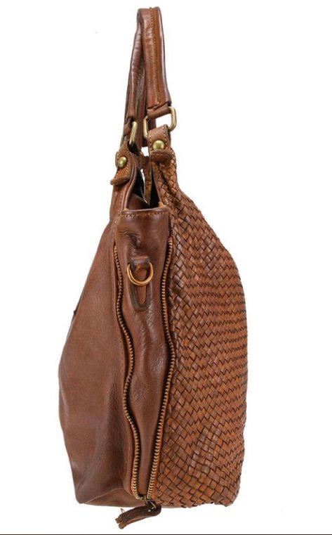 BZNA Bag Lea cognac Lederfarben Italy Designer Damen Handtasche Schultertasche - B Z N A