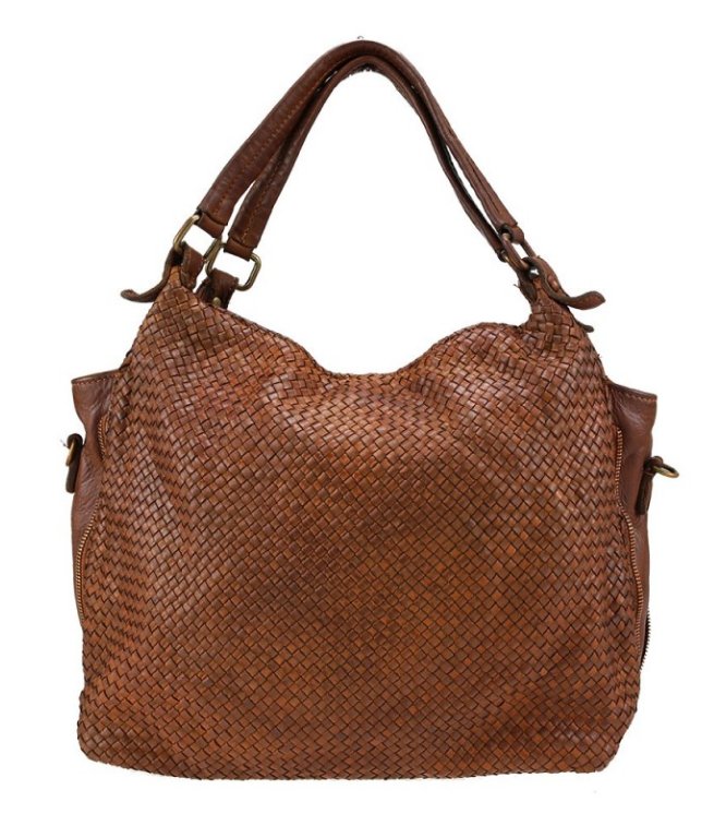 BZNA Bag Lea cognac Lederfarben Italy Designer Damen Handtasche Schultertasche - B Z N A