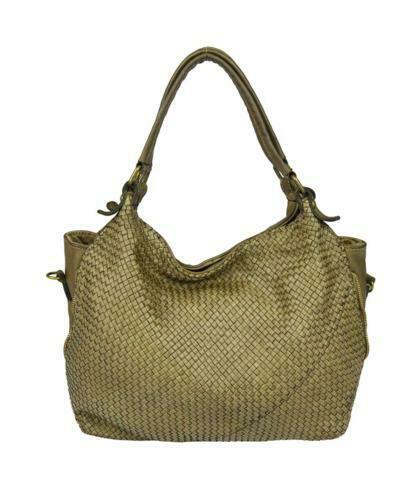 BZNA Bag Lea taupe Lederfarben Italy Designer Damen Handtasche Schultertasche - B Z N A