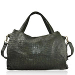 Load image into Gallery viewer, BZNA Bag Leona Grün Italy Designer Krokooptik Handtasche Schultertasche Tasche - B Z N A
