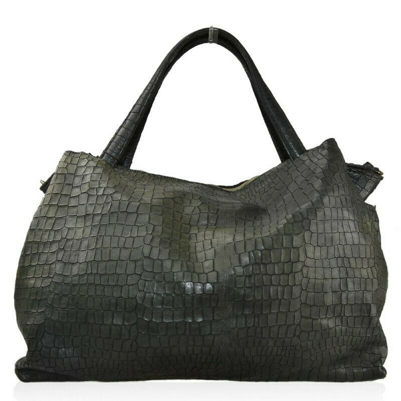 BZNA Bag Leona Grün Italy Designer Krokooptik Handtasche Schultertasche Tasche - B Z N A