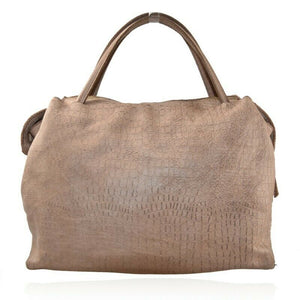 BZNA Bag Leona Taupe Italy Designer Krokooptik Handtasche Schultertasche Tasche - B Z N A