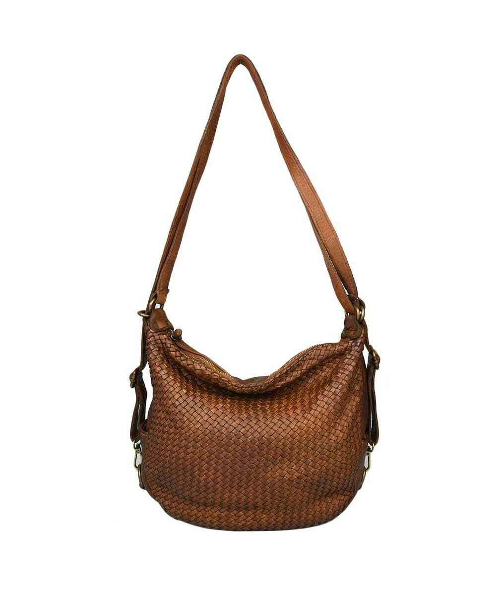 BZNA Bag Lizz Cognac Backpacker Designer Rucksack Damenhandtasche Schultertasche