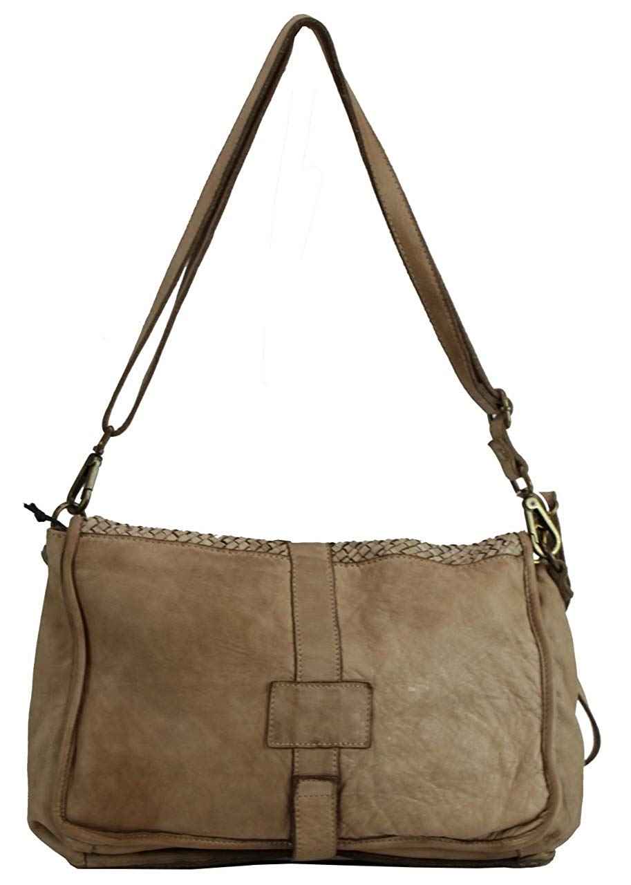 BZNA Bag Lola Beige Italy Designer Clutch Umhängetasche Damen Handtasche Schultertasche Tasche Leder Shopper Neu