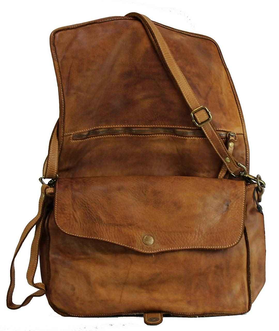 BZNA Bag Lola Cognac Italy Designer Clutch Umhängetasche Damen Handtasche Schultertasche Tasche Leder Shopper Neu