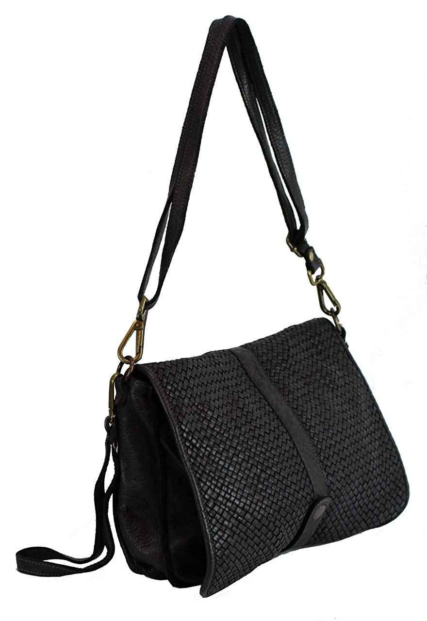 BZNA Bag Lola Schwarz nero Italy Designer Clutch Umhängetasche Damen Handtasche Schultertasche Tasche Leder Shopper Neu