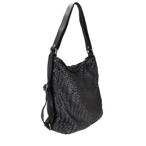 BZNA Bag Lory Black Backpacker Designer Rucksack Damenhandtasche Schultertasche - B Z N A