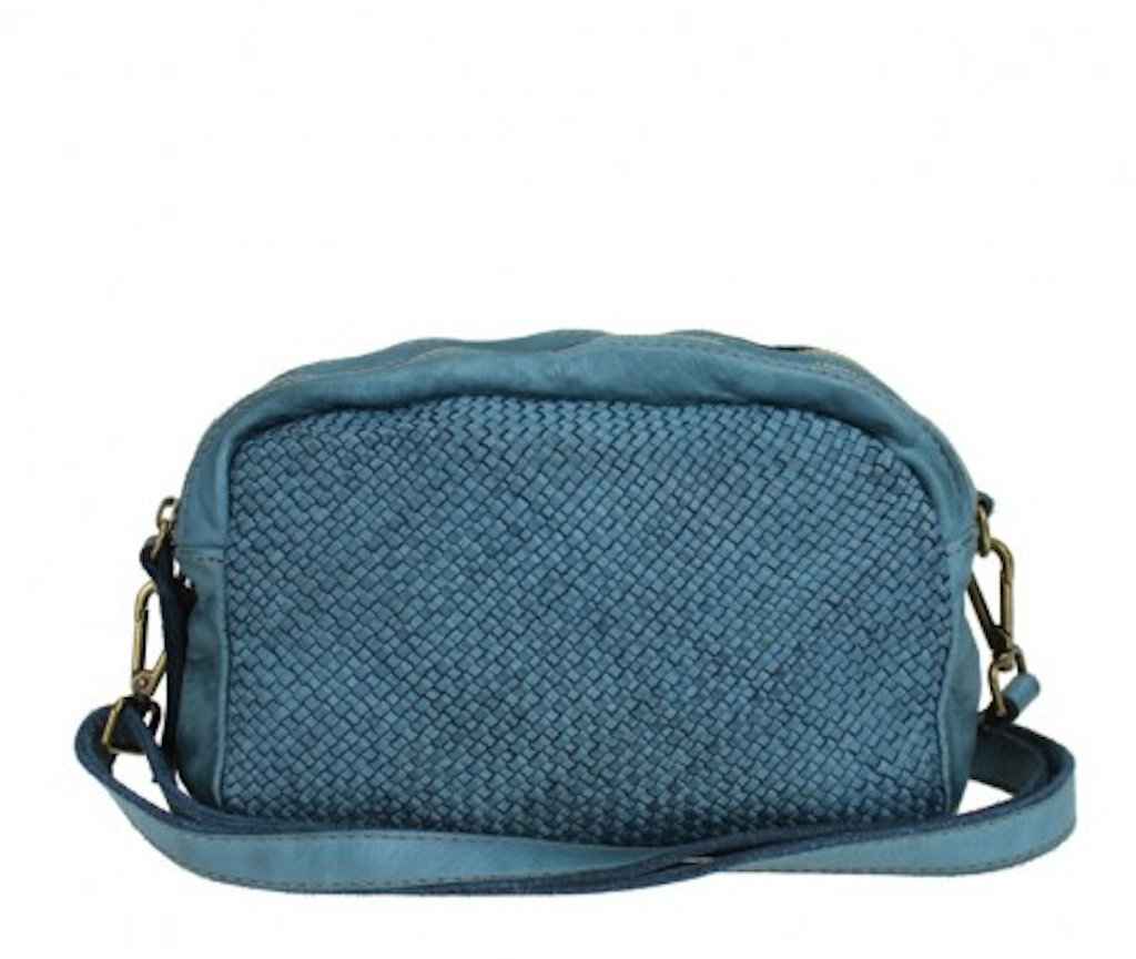 BZNA Bag Lucy Petrol Italy Designer Clutch Braided Ledertasche Umhängetasche