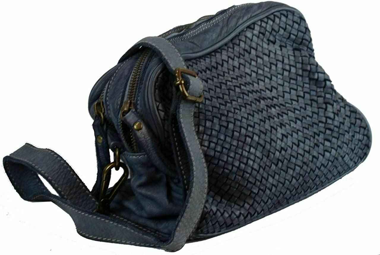 BZNA Bag Lucy Petrol Italy Designer Clutch Braided Ledertasche Umhängetasche