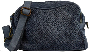 BZNA Bag Lucy Blau blue Italy Designer Clutch Braided Ledertasche Umhängetasche Damen Handtasche Schultertasche Tasche Leder Shopper Neu - B Z N A