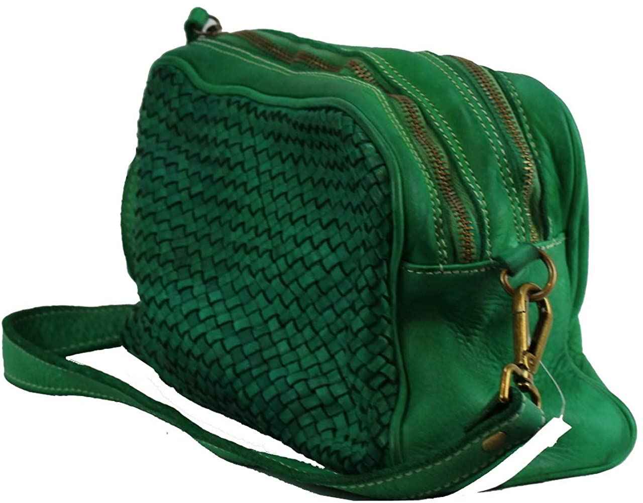 BZNA Bag Lucy Grün green Italy Designer Clutch Braided Ledertasche Umhängetasche Damen Handtasche Schultertasche Tasche Leder Shopper Neu