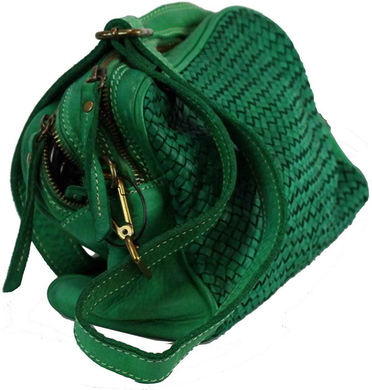 BZNA Bag Lucy Grün green Italy Designer Clutch Braided Ledertasche Umhängetasche Damen Handtasche Schultertasche Tasche Leder Shopper Neu