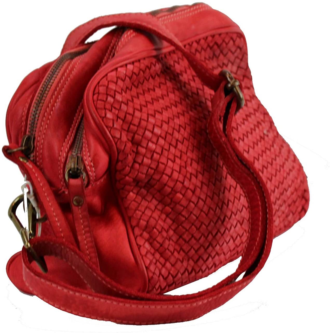 BZNA Bag Lucy Rot rosso Italy Designer Clutch Braided Ledertasche Umhängetasche Damen Handtasche Schultertasche Tasche Leder Shopper Neu - B Z N A