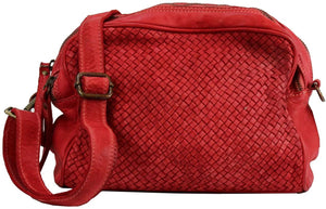 BZNA Bag Lucy Rot rosso Italy Designer Clutch Braided Ledertasche Umhängetasche Damen Handtasche Schultertasche Tasche Leder Shopper Neu - B Z N A