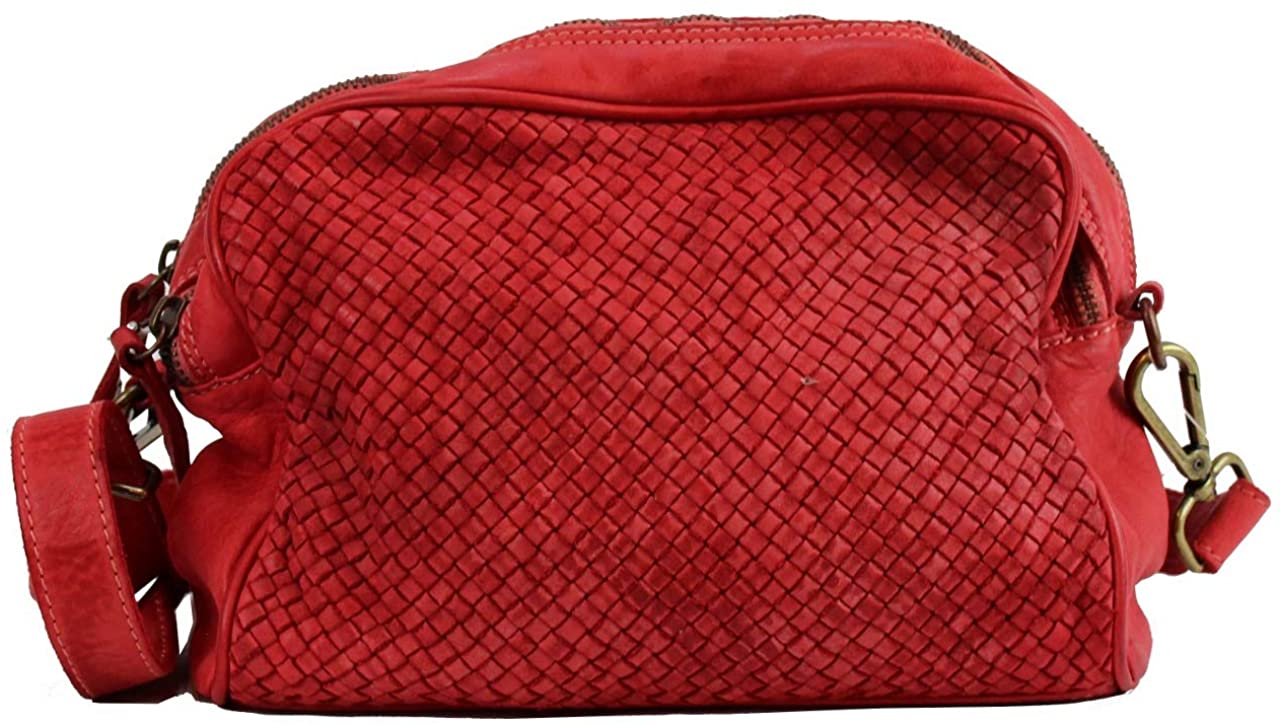 BZNA Bag Lucy Rot rosso Italy Designer Clutch Braided Ledertasche Umhängetasche Damen Handtasche Schultertasche Tasche Leder Shopper Neu - B Z N A