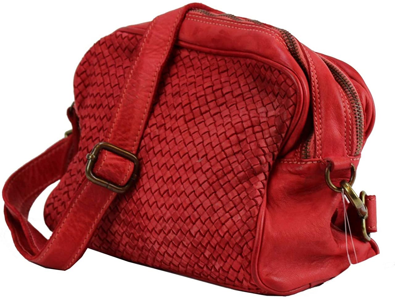 BZNA Bag Lucy Rot rosso Italy Designer Clutch Braided Ledertasche Umhängetasche Damen Handtasche Schultertasche Tasche Leder Shopper Neu - B Z N A