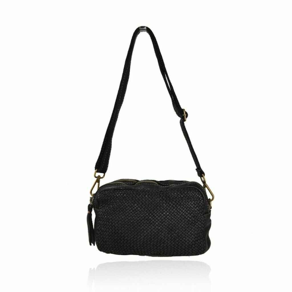BZNA Bag Lucy Schwarz Italy Designer Clutch Braided Ledertasche Umhängetasche