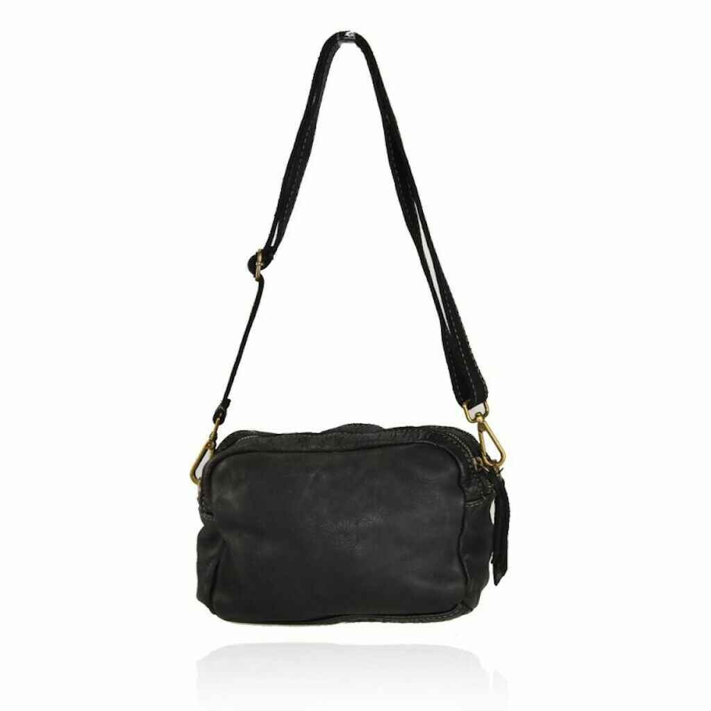 BZNA Bag Lucy Schwarz Italy Designer Clutch Braided Ledertasche Umhängetasche
