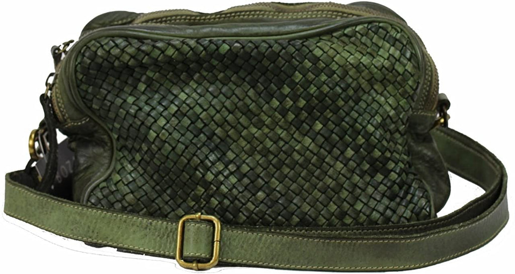 BZNA Bag Lucy verde Italy Designer Clutch Braided Ledertasche Umhängetasche Damen Handtasche Schultertasche Tasche Leder Shopper Neu - B Z N A