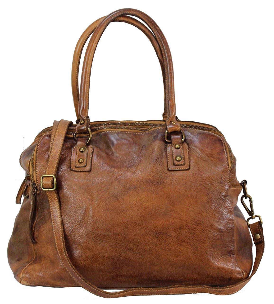 BZNA Bag Lue cognac Italy Designer Messenger Damen Handtasche Schultertasche Tasche Leder Shopper Neu - B Z N A