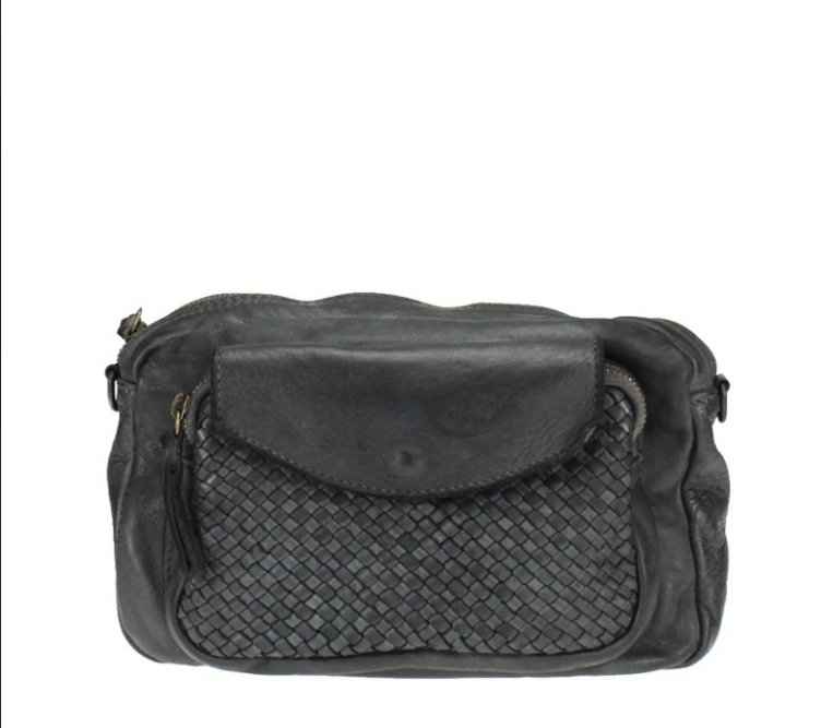 BZNA Bag Macy Grau Italy Designer Clutch Braided Ledertasche Umhängetasche