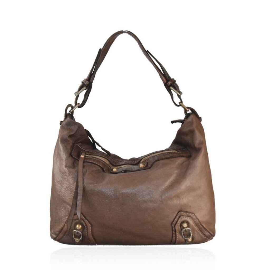 BZNA Bag Mania Braun Italy Designer Damen Handtasche Schultertasche Tasche
