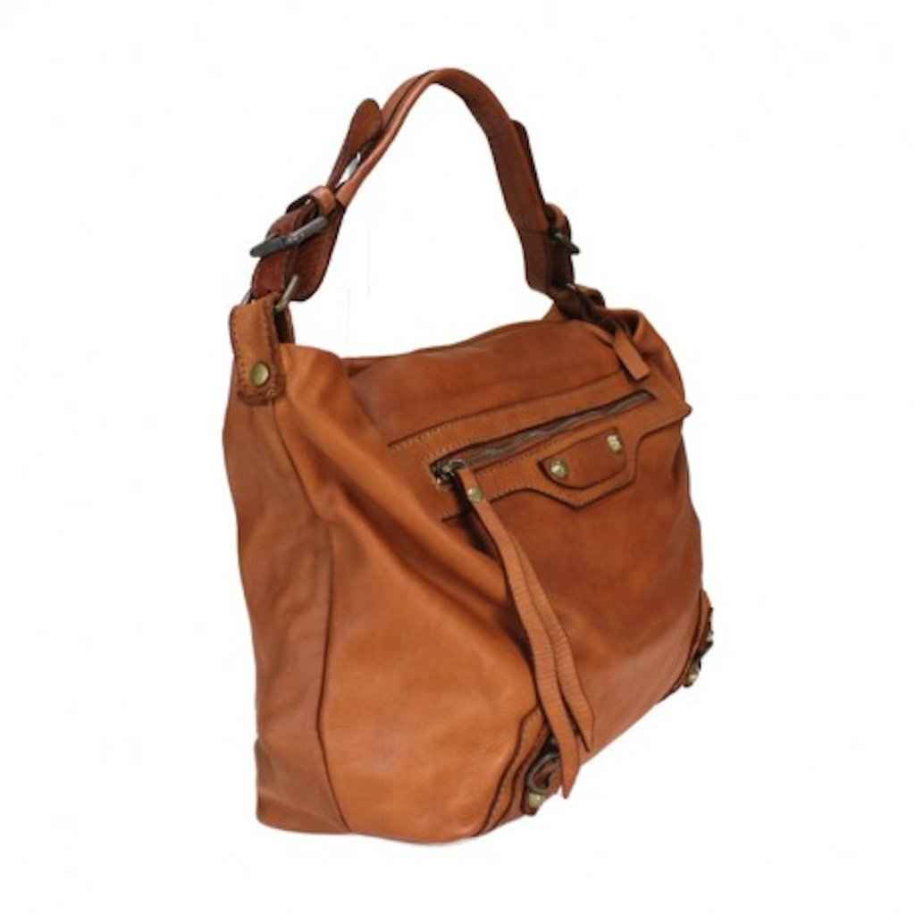 BZNA Bag Mania Cognac Italy Designer Damen Handtasche Schultertasche Tasche