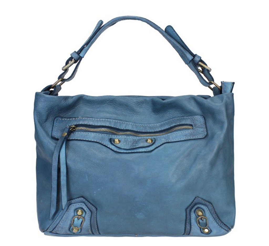 BZNA Bag Mania Petrol Blau Italy Designer Damen Handtasche Schultertasche Tasche - B Z N A