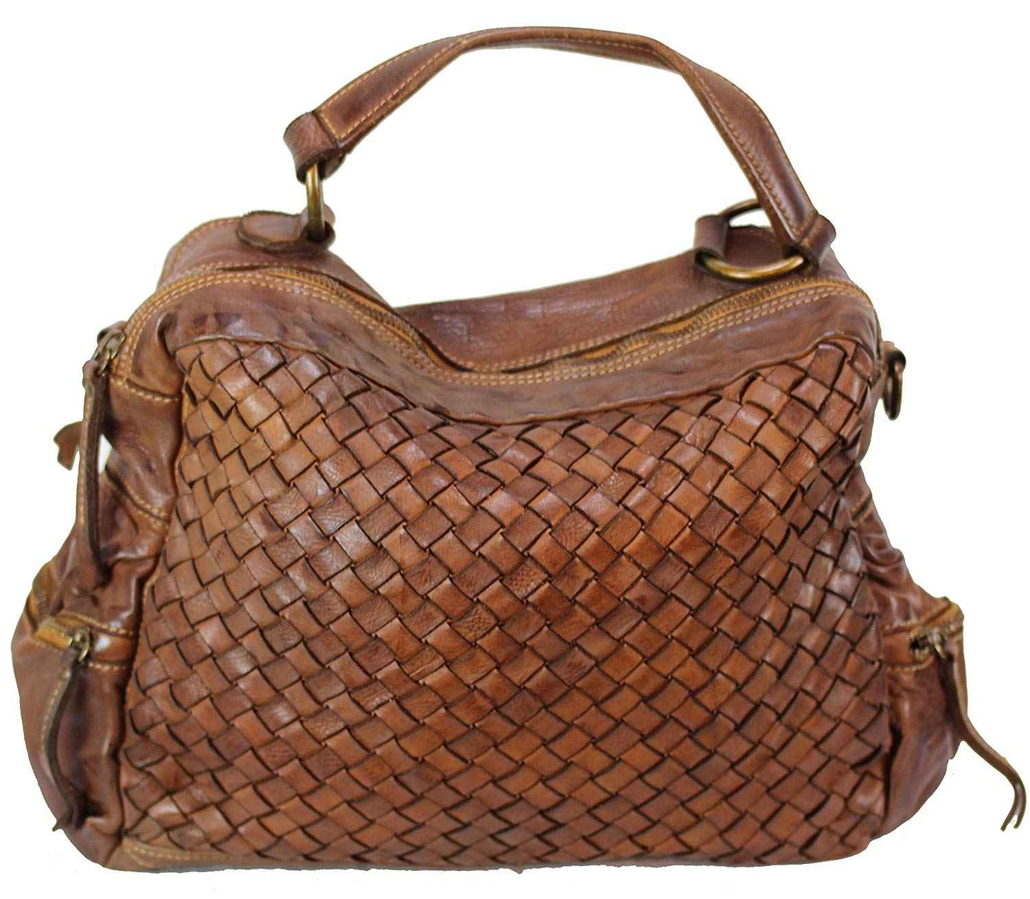 BZNA Bag Marie cognac sheep Italy Designer Damen Handtasche Schultertasche Tasche Schafsleder Shopper Neu