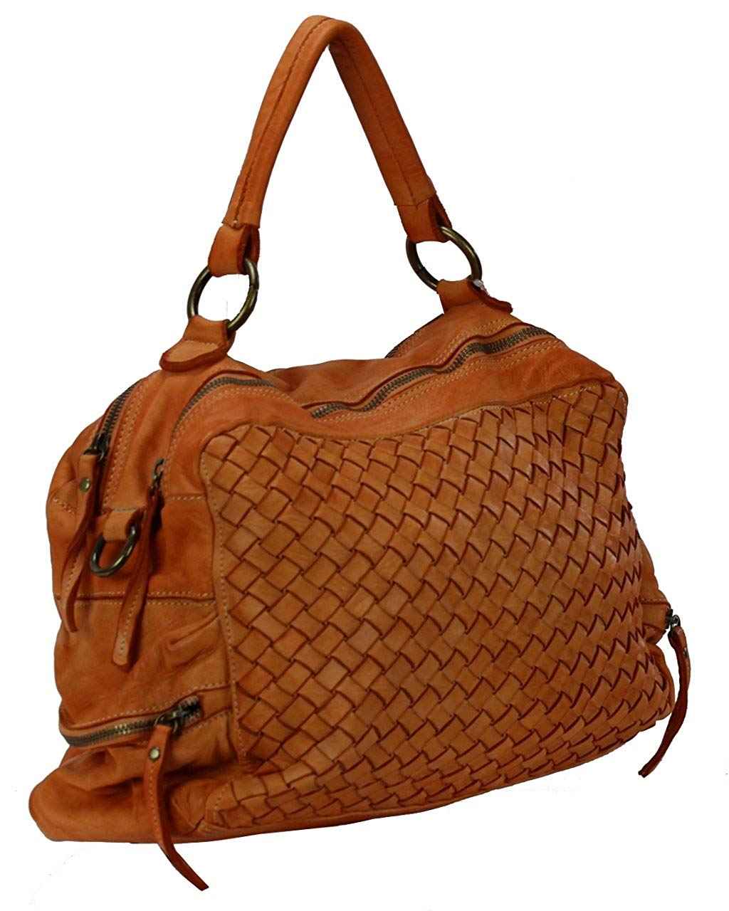 BZNA Bag Marie Orange Italy Designer Damen Ledertasche Handtasche Schultertasche Tasche Schafsleder Shopper Neu