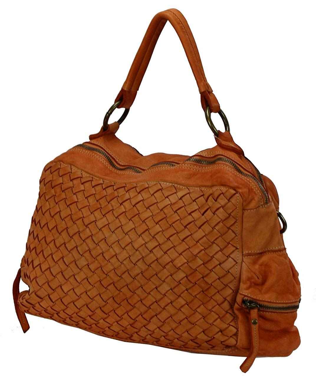 BZNA Bag Marie Orange Italy Designer Damen Ledertasche Handtasche Schultertasche Tasche Schafsleder Shopper Neu