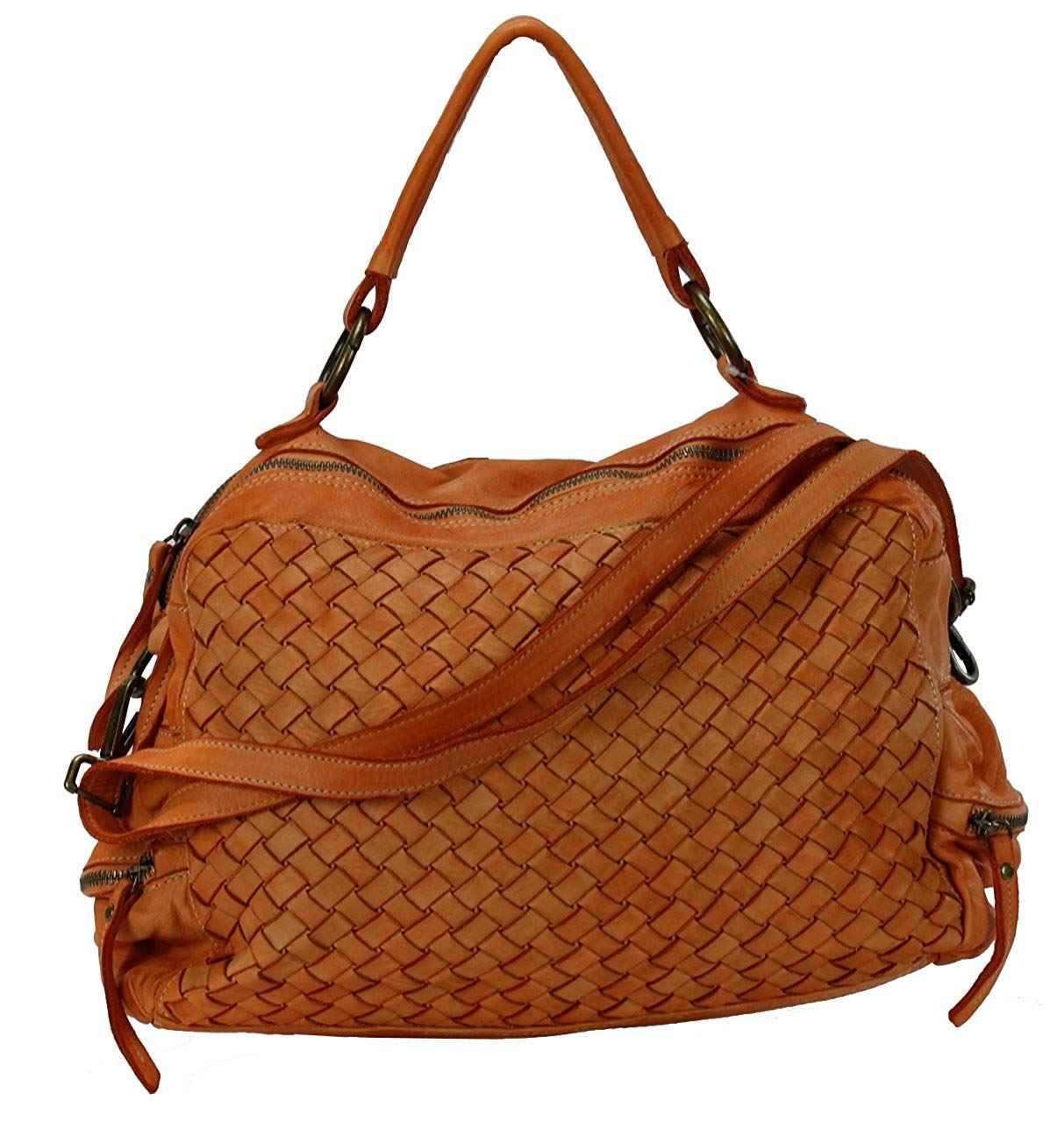 BZNA Bag Marie Orange Italy Designer Damen Ledertasche Handtasche Schultertasche Tasche Schafsleder Shopper Neu
