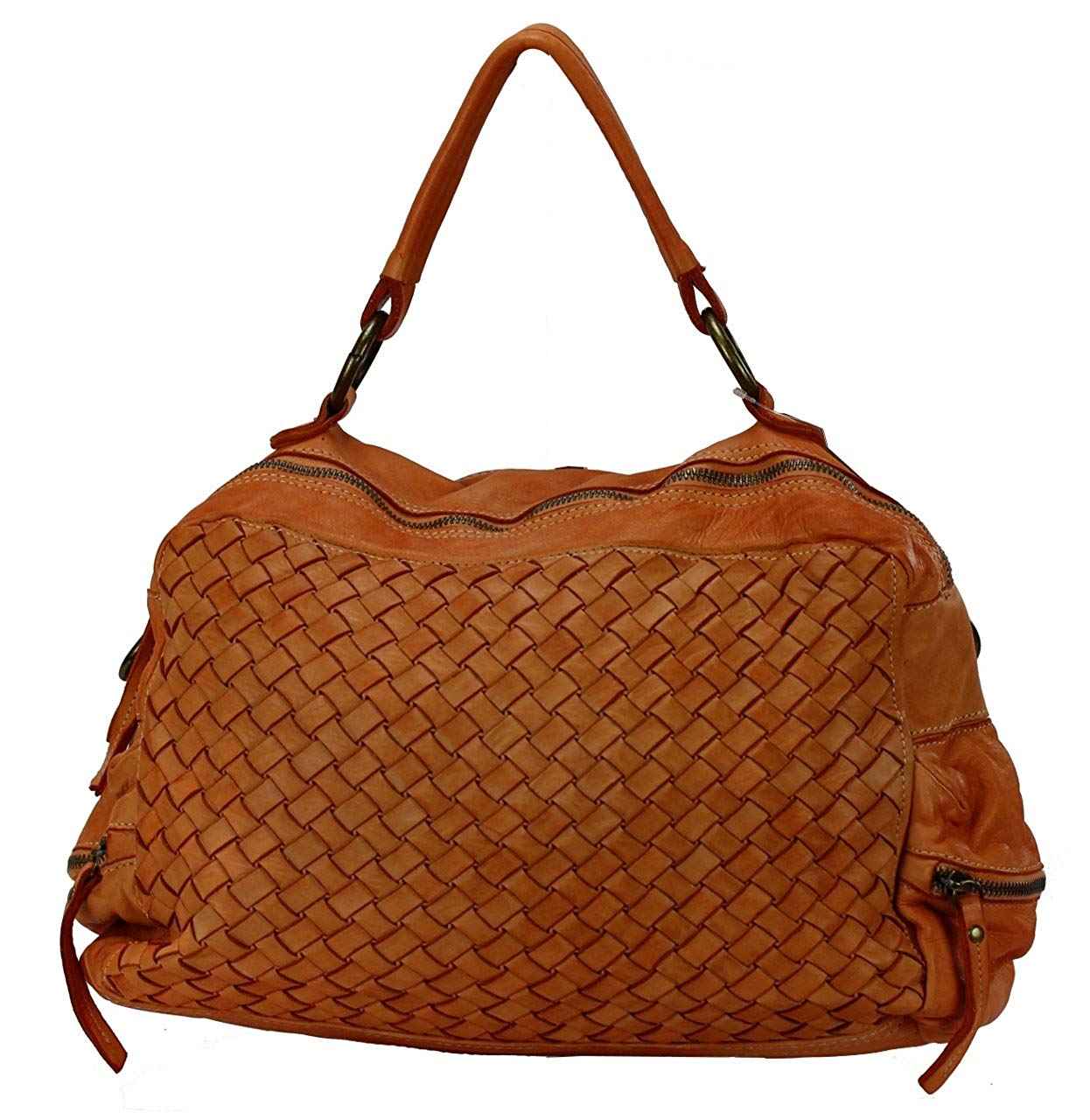 BZNA Bag Marie Orange Italy Designer Damen Ledertasche Handtasche Schultertasche Tasche Schafsleder Shopper Neu