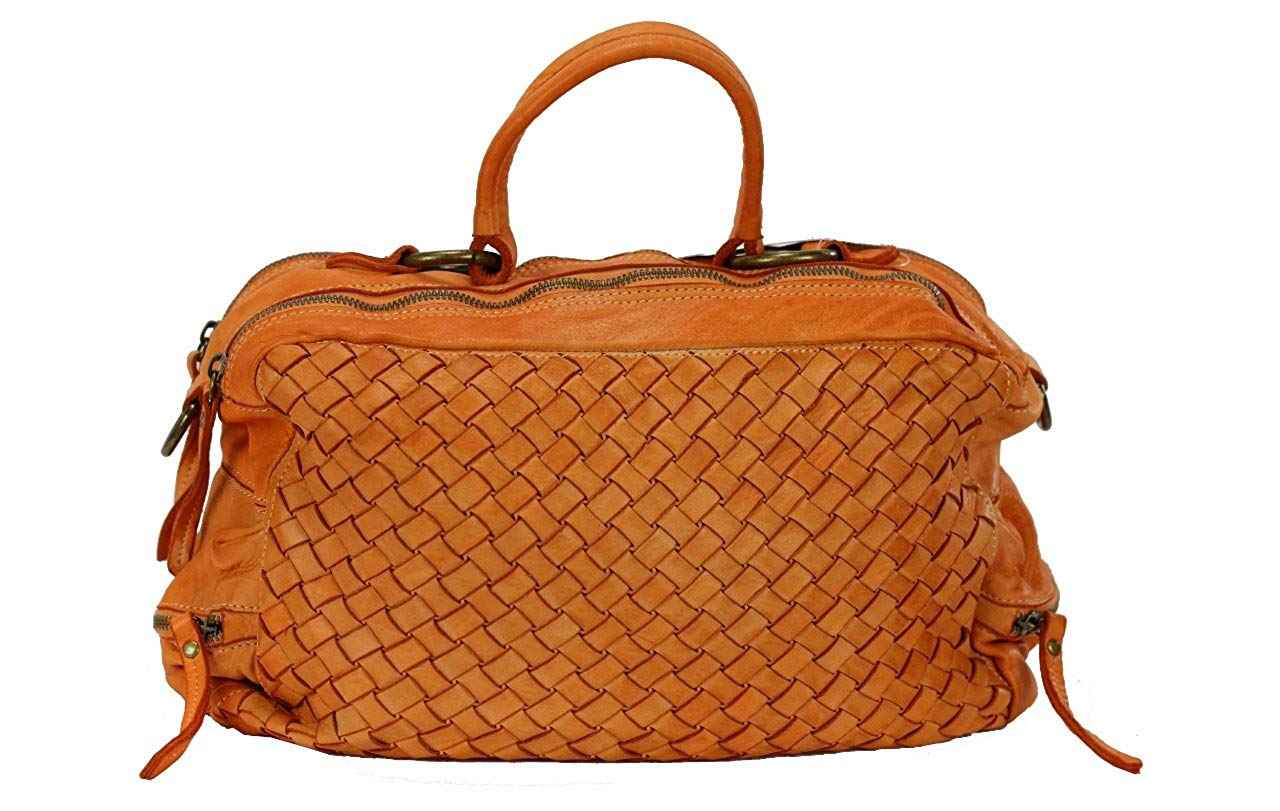 BZNA Bag Marie Orange Italy Designer Damen Ledertasche Handtasche Schultertasche Tasche Schafsleder Shopper Neu