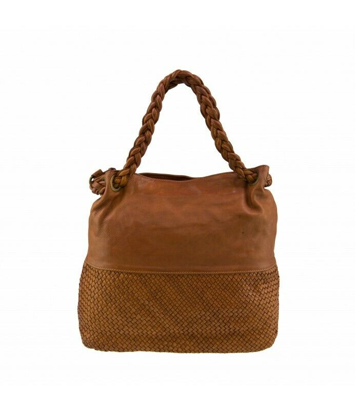 BZNA Bag May Cognac Italy Designer Damen Handtasche Tasche Schafsleder Shopper - B Z N A