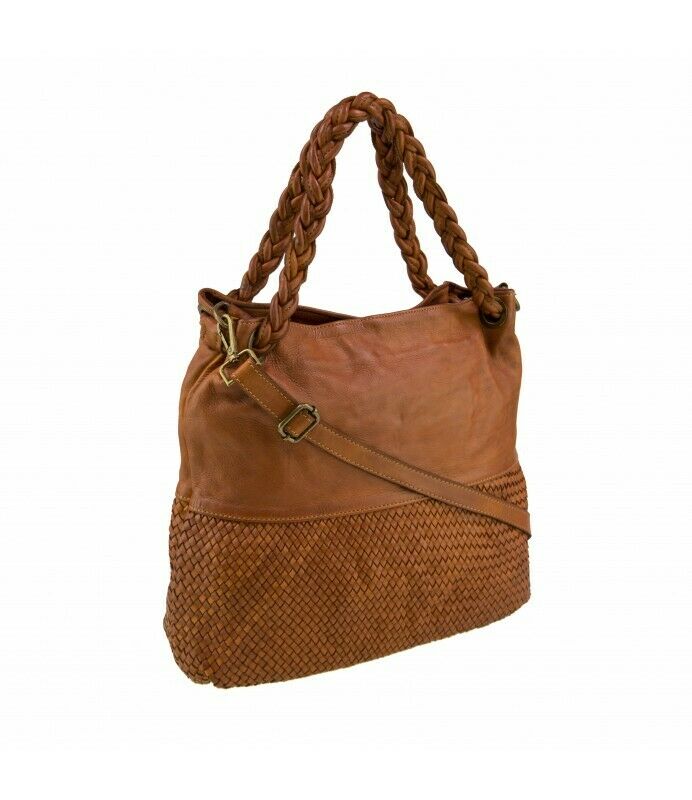 BZNA Bag May Cognac Italy Designer Damen Handtasche Tasche Schafsleder Shopper - B Z N A