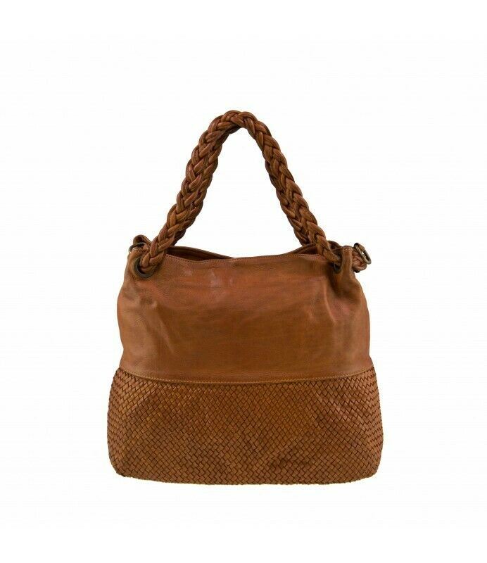 BZNA Bag May Cognac Italy Designer Damen Handtasche Tasche Schafsleder Shopper - B Z N A