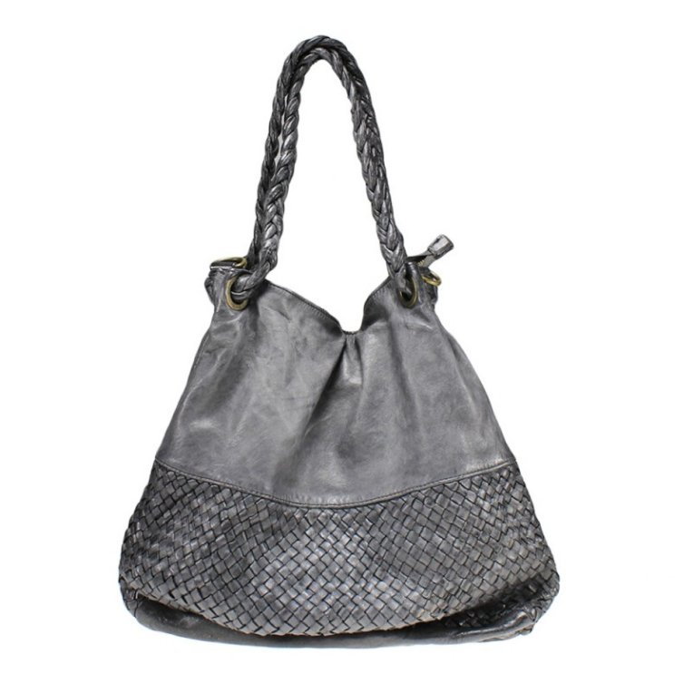 BZNA Bag May Grau Italy Designer Damen Handtasche Tasche Schafsleder Shopper - B Z N A