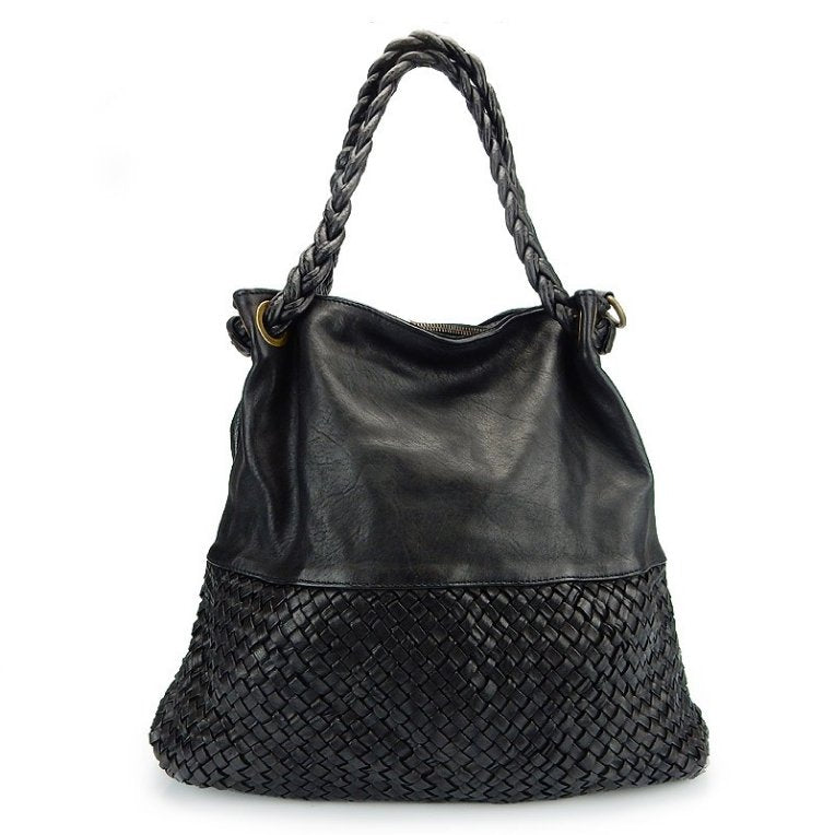 BZNA Bag May Schwarz Italy Designer Damen Handtasche Tasche Schafsleder Shopper - B Z N A