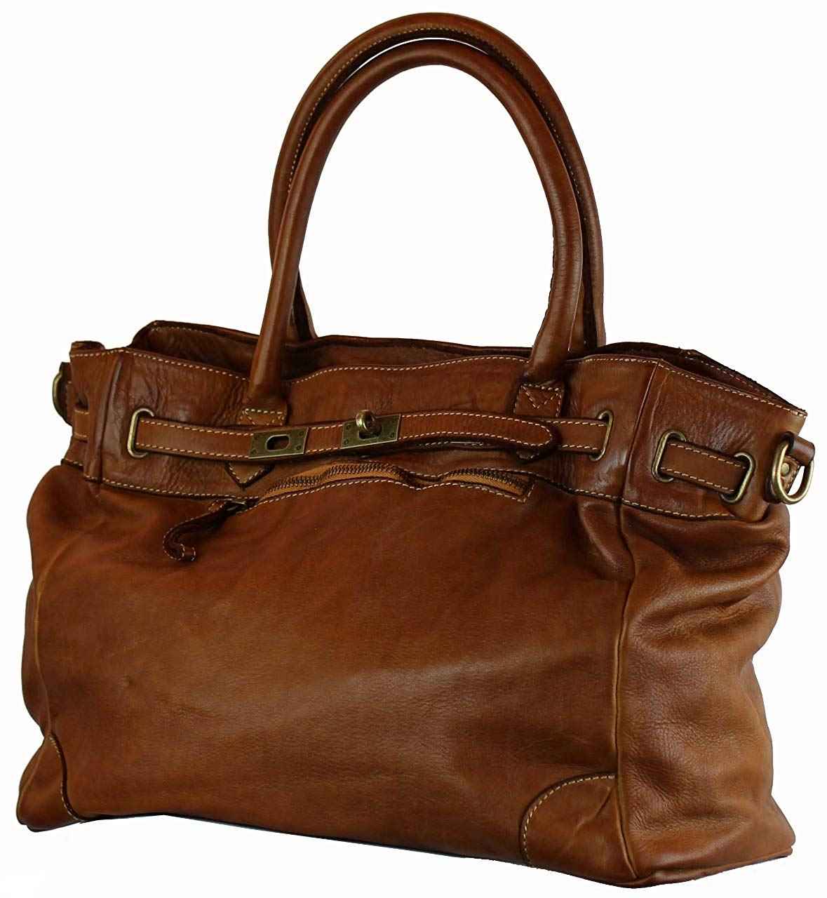BZNA Bag Mila cognac vintage Italy Designer Business Damen Handtasche Ledertasche Schultertasche Tasche Leder Shopper Neu