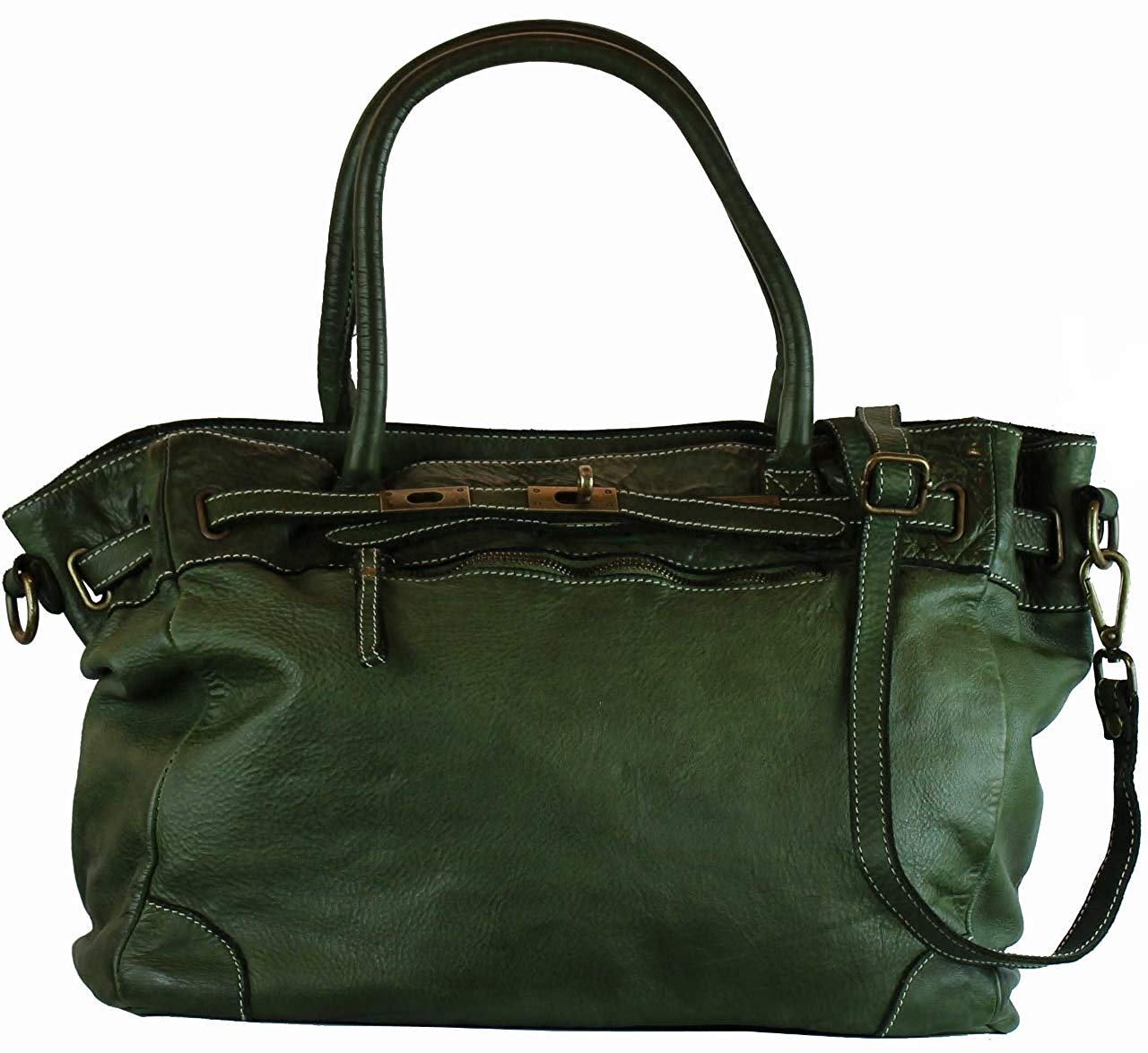 BZNA Bag Mila Grün verde vintage Italy Designer Business Damen Handtasche Ledertasche Schultertasche Tasche Leder Shopper Neu - B Z N A