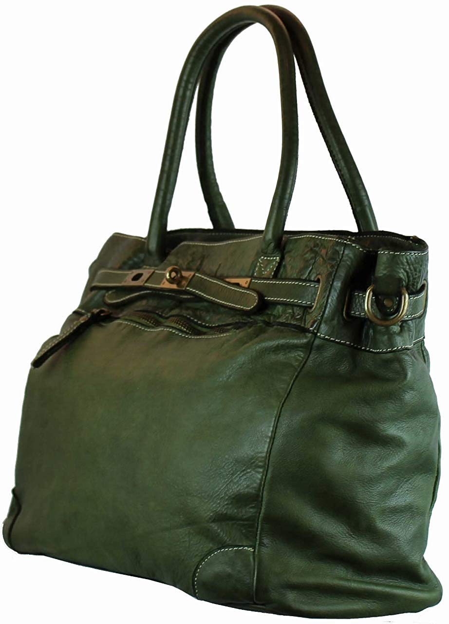 BZNA Bag Mila Grün verde vintage Italy Designer Business Damen Handtasche Ledertasche Schultertasche Tasche Leder Shopper Neu - B Z N A