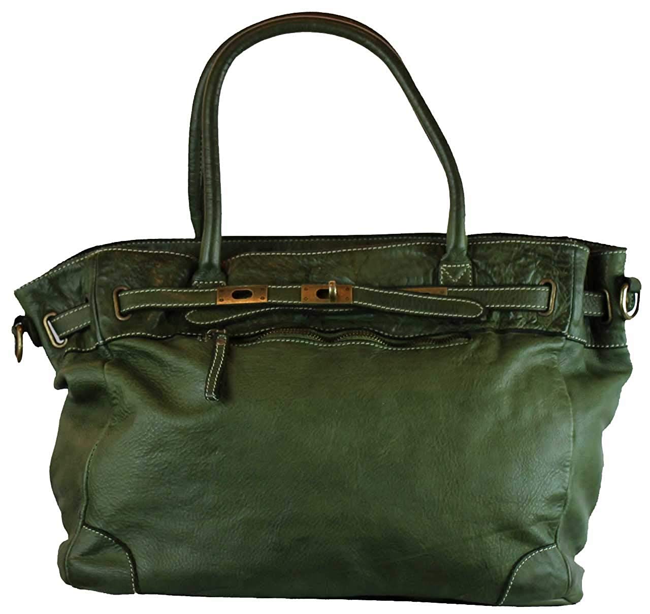 BZNA Bag Mila Grün verde vintage Italy Designer Business Damen Handtasche Ledertasche Schultertasche Tasche Leder Shopper Neu - B Z N A