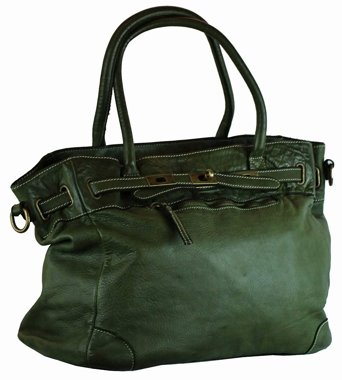 BZNA Bag Mila Grün verde vintage Italy Designer Business Damen Handtasche Ledertasche Schultertasche Tasche Leder Shopper Neu - B Z N A